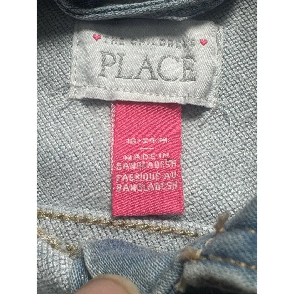 The Children’s Place Girls Denim Jacket 18-24M Light Wash Snap Front Stretch